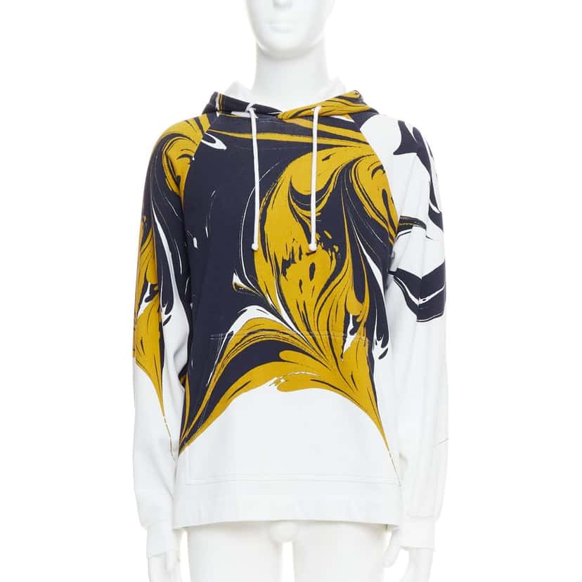 Dries Van Noten Marble Swirl Hoodie Yellow Cotton Very good condition - Front View