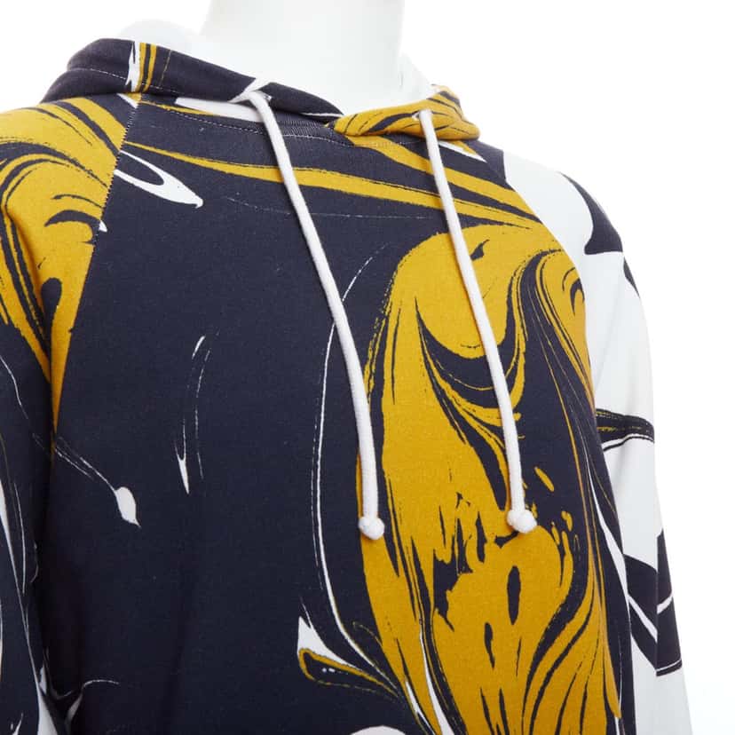 Dries Van Noten Marble Swirl Hoodie Yellow Cotton Very good condition - Back View