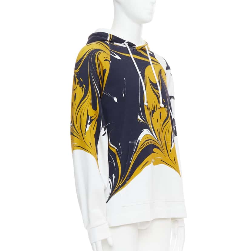 Dries Van Noten Marble Swirl Hoodie Yellow Cotton Very good condition - Inside View