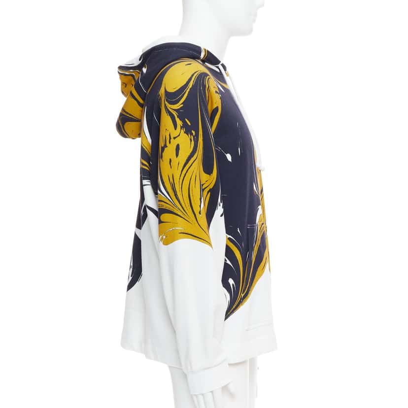 Dries Van Noten Marble Swirl Hoodie Yellow Cotton Very good condition - Model View