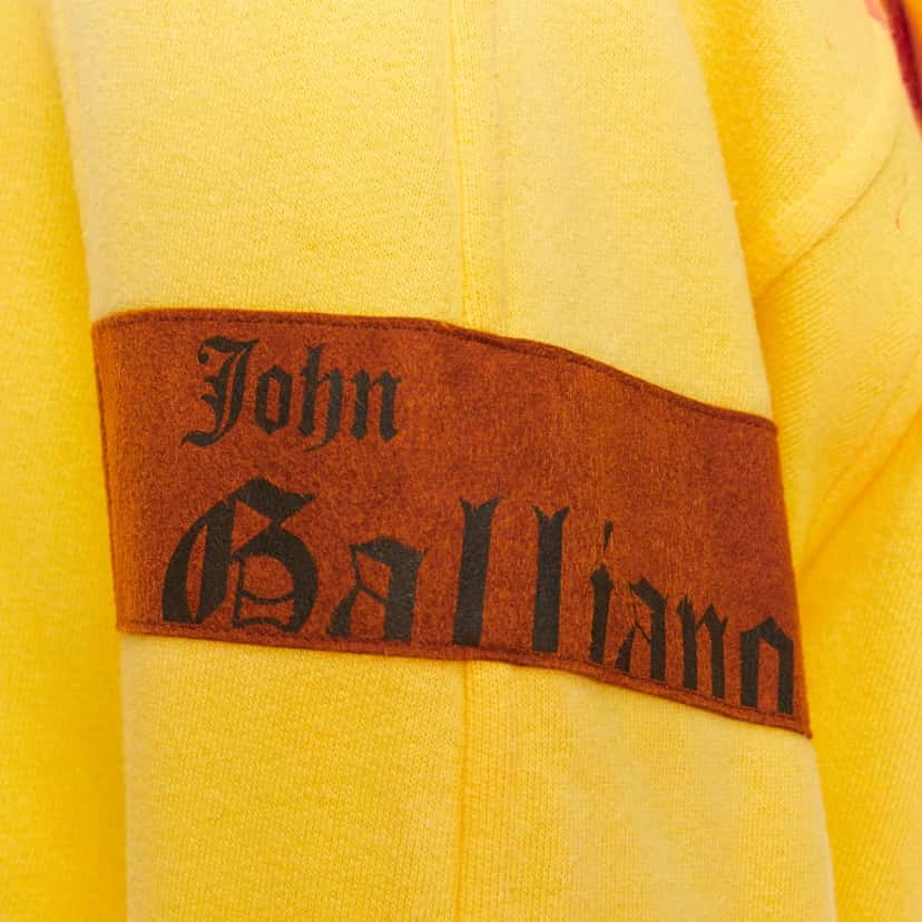 John Galliano Logo Print Hoodie Yellow Cotton Fair condition - Back View