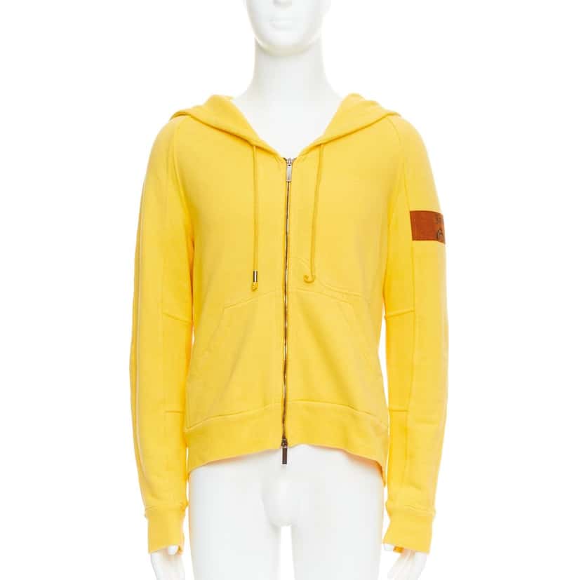 John Galliano Logo Print Hoodie Yellow Cotton Fair condition - Inside View