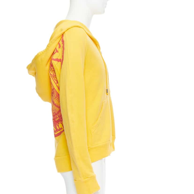 John Galliano Logo Print Hoodie Yellow Cotton Fair condition - Box View