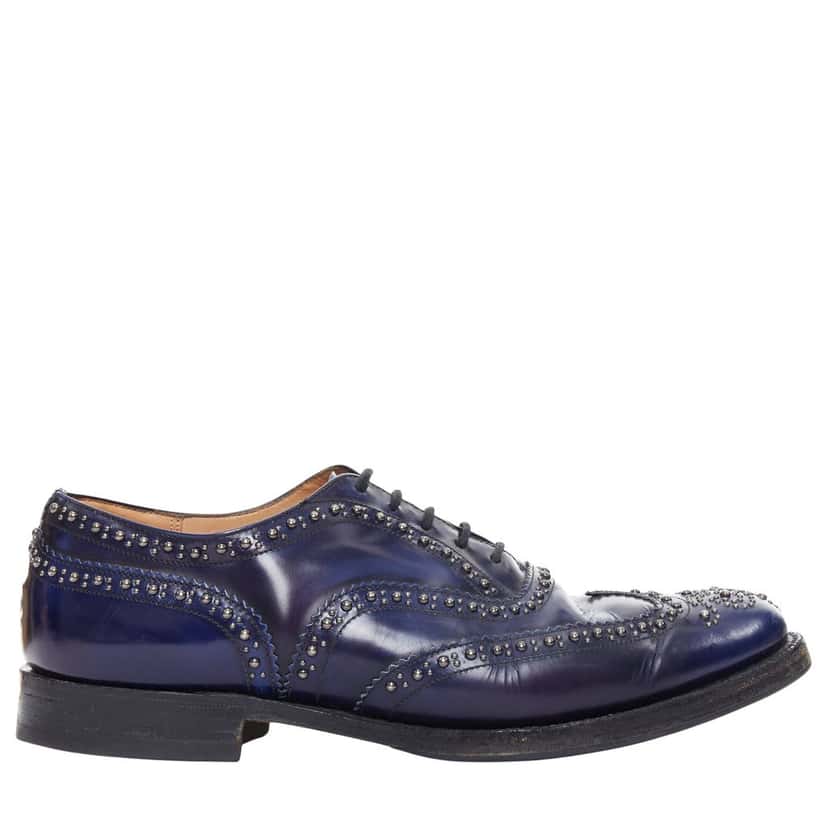 Church's Studded Lace Brogues Blue Leather Fair condition - Front View