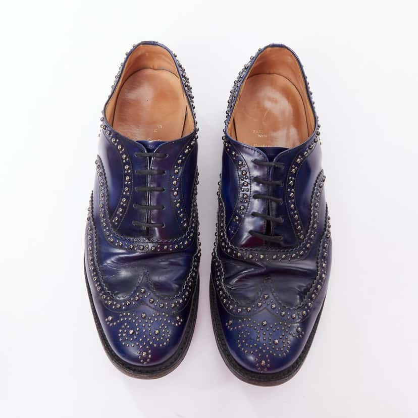 Church's Studded Lace Brogues Blue Leather Fair condition - Inside View