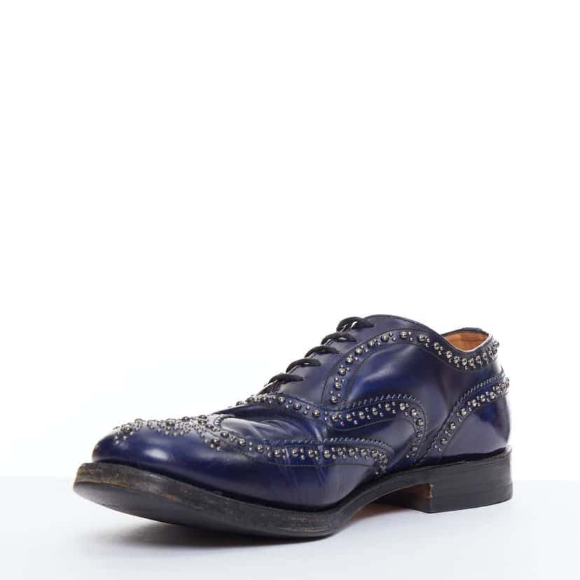 Church's Studded Lace Brogues Blue Leather Fair condition - Model View