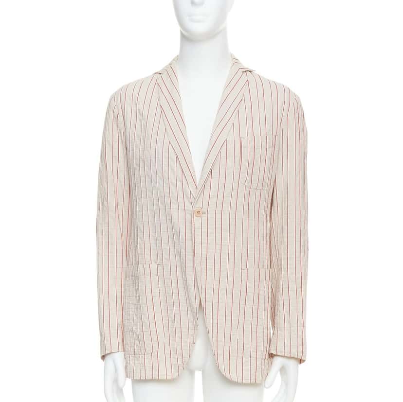 Romeo Gigli Red Striped Slim Blazer Beige Cotton Good condition - Front View