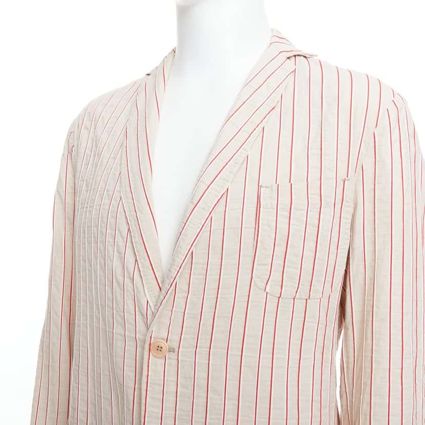 Romeo Gigli Red Striped Slim Blazer Beige Cotton Good condition - Back View