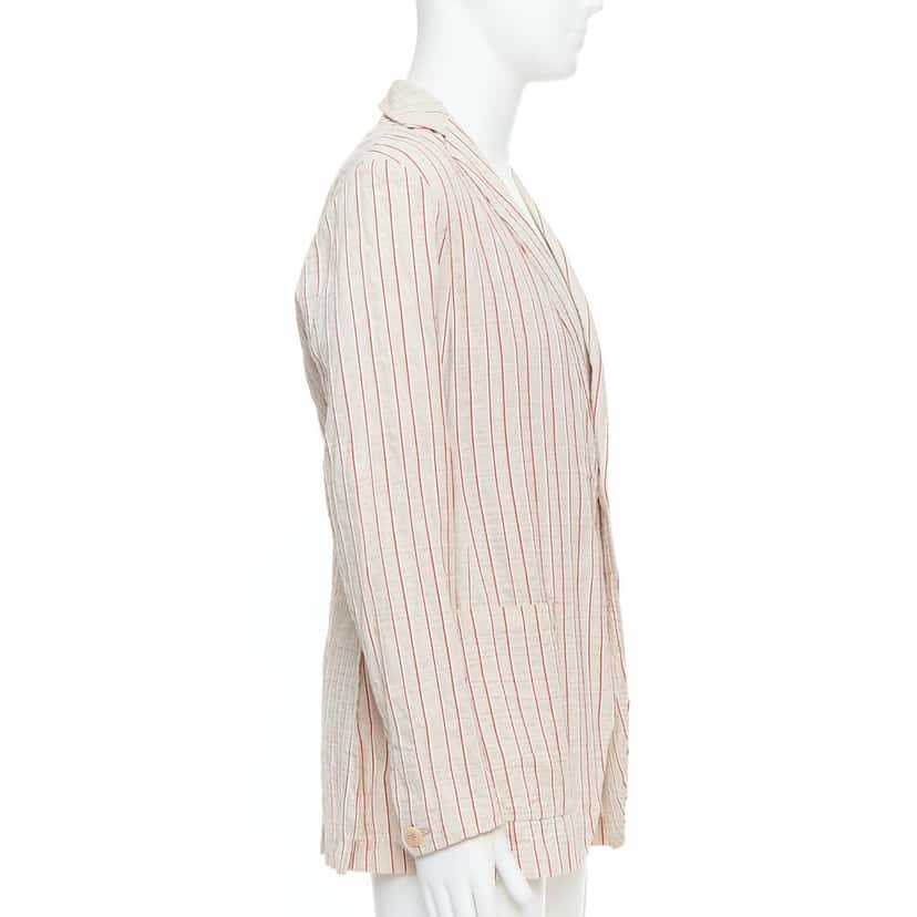 Romeo Gigli Red Striped Slim Blazer Beige Cotton Good condition - Model View