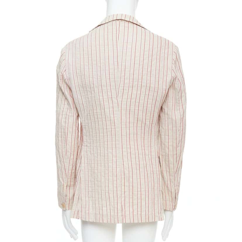 Romeo Gigli Red Striped Slim Blazer Beige Cotton Good condition - Box View