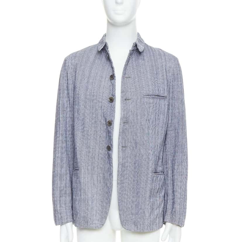 Yohji Yamamoto Blue Drawstring Blazer Blue Cotton Fair condition - Inside View