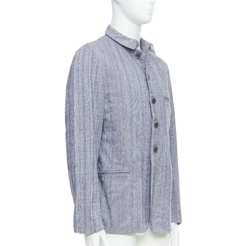 Yohji Yamamoto Blue Drawstring Blazer Blue Cotton Fair condition - Model View