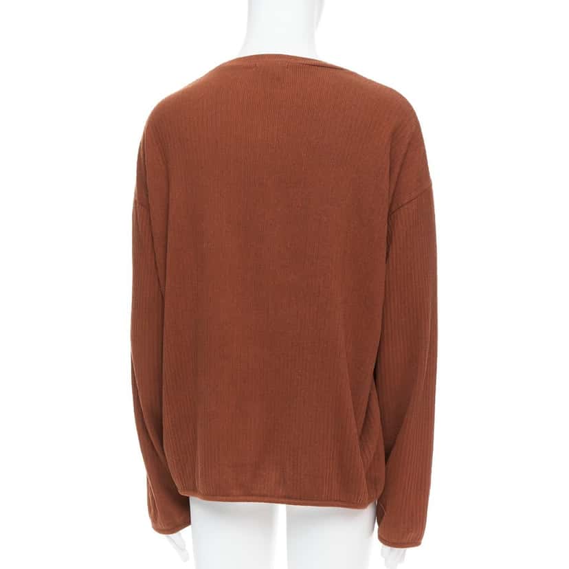 Issey Miyake Ribbed Long Sleeve Sweater Brown Cotton Good condition - Box View
