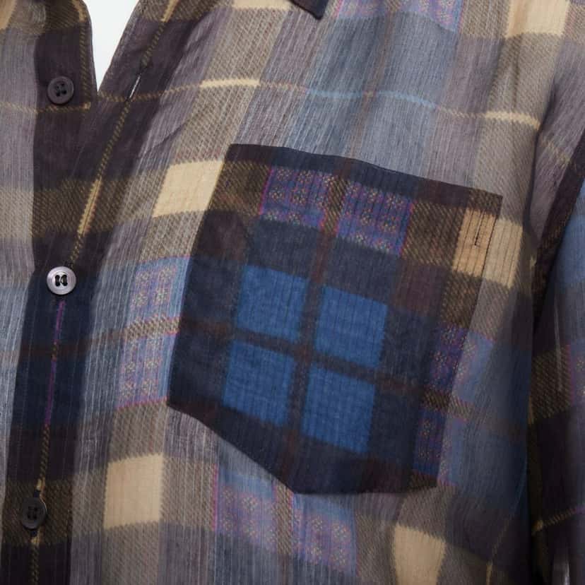 Dries Van Noten Sheer Checked Shirt Blue Cotton Never worn - Back View