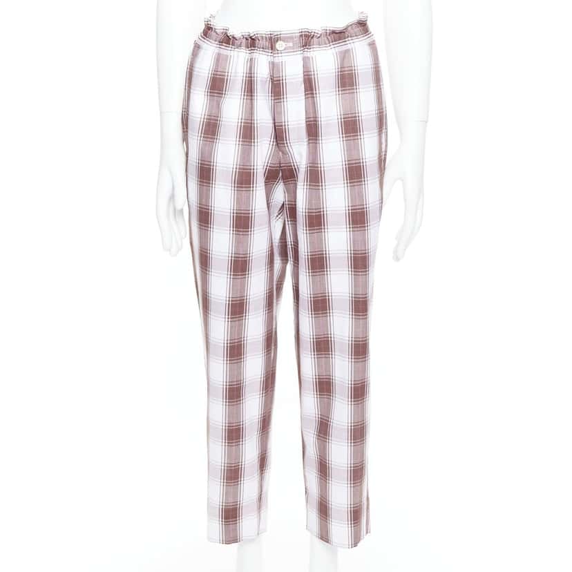 Comme Des Garcons Checkered Tapered Pants Brown Cotton Never worn, with tag - Front View