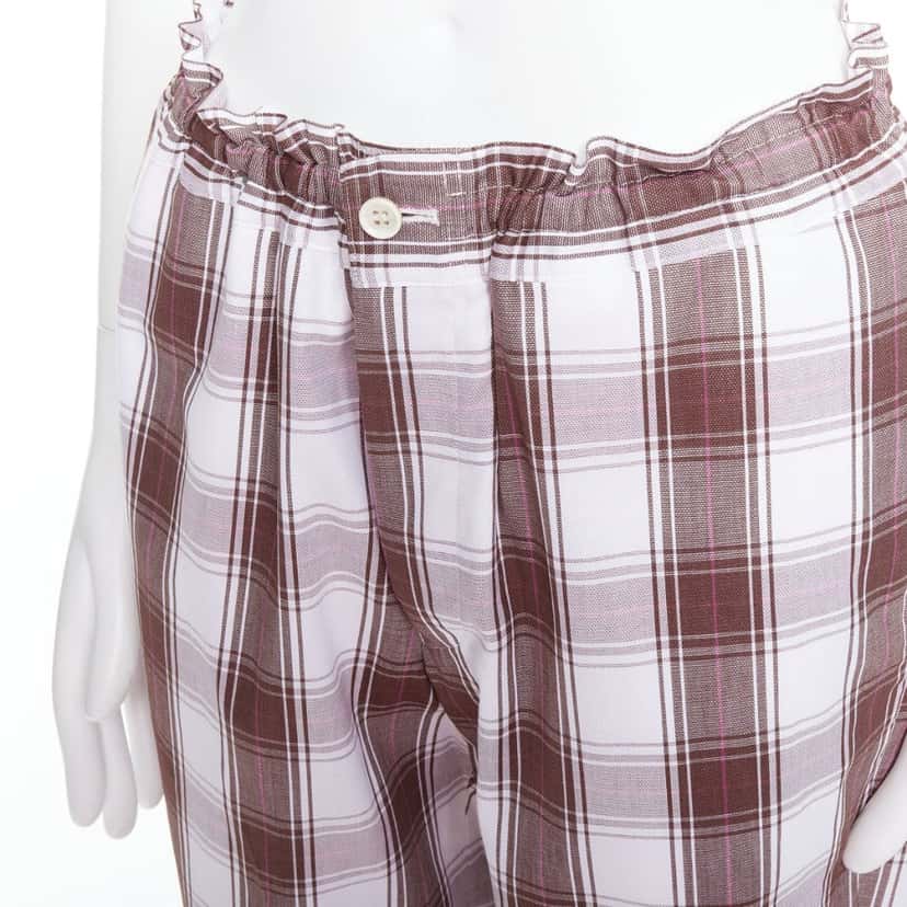 Comme Des Garcons Checkered Tapered Pants Brown Cotton Never worn, with tag - Back View