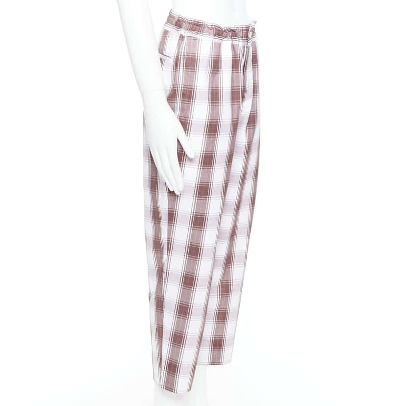 Comme Des Garcons Checkered Tapered Pants Brown Cotton Never worn, with tag - Inside View