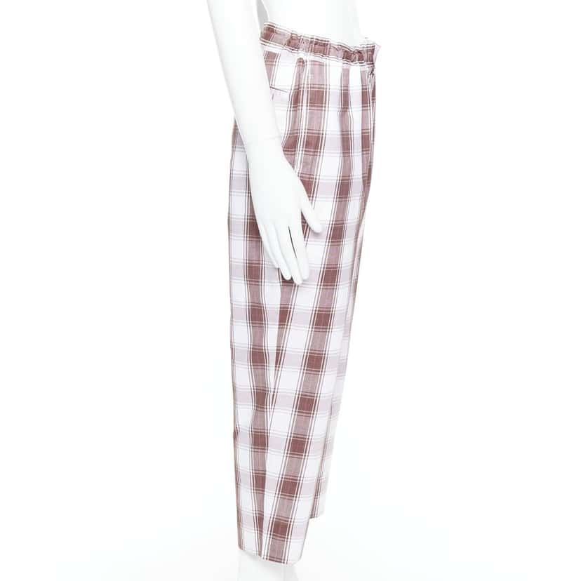 Comme Des Garcons Checkered Tapered Pants Brown Cotton Never worn, with tag - Model View