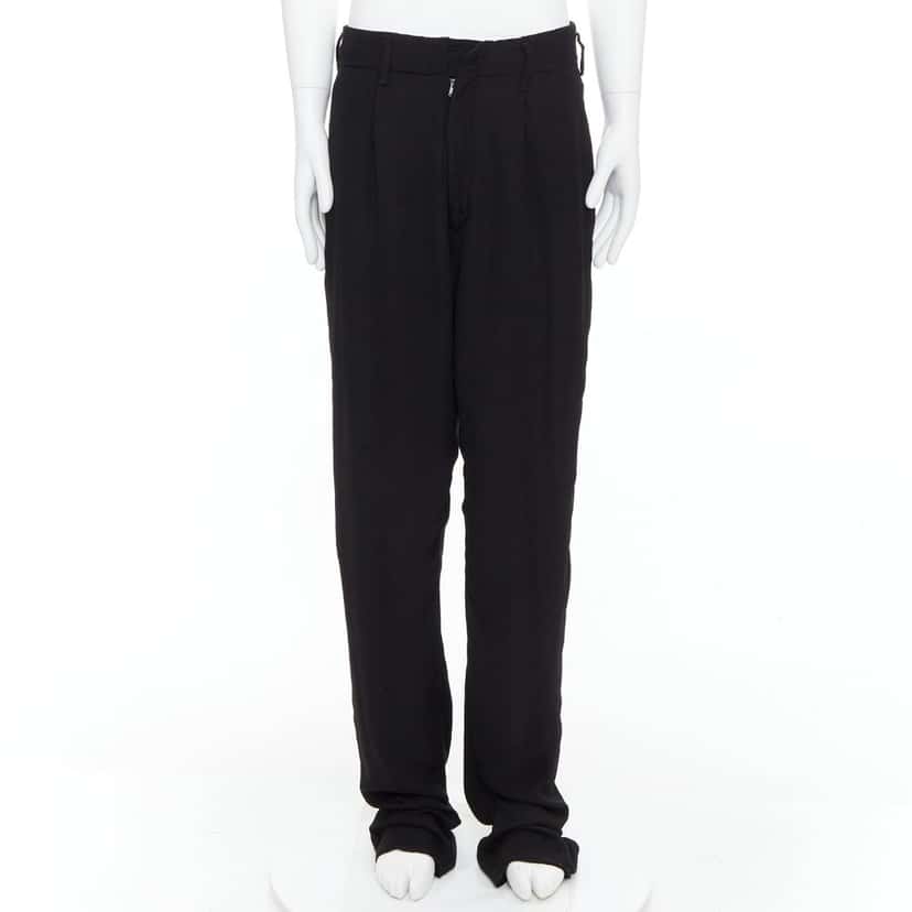 Yohji Yamamoto Pleated Wide Pants Black Polyester Fair condition - Front View