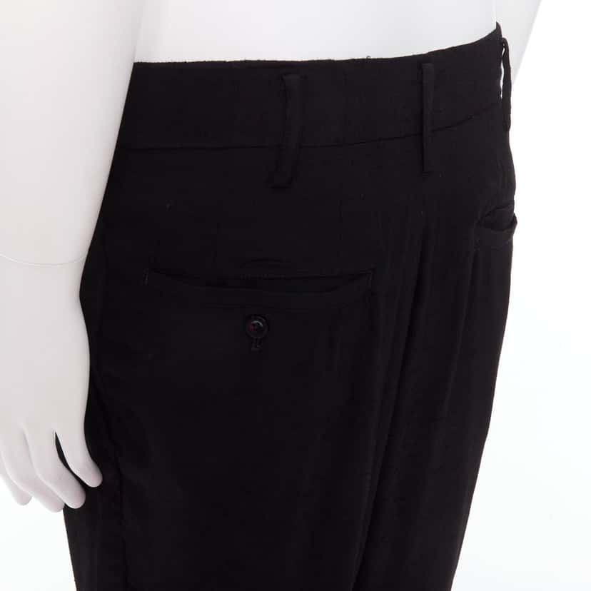 Yohji Yamamoto Pleated Wide Pants Black Polyester Fair condition - Back View