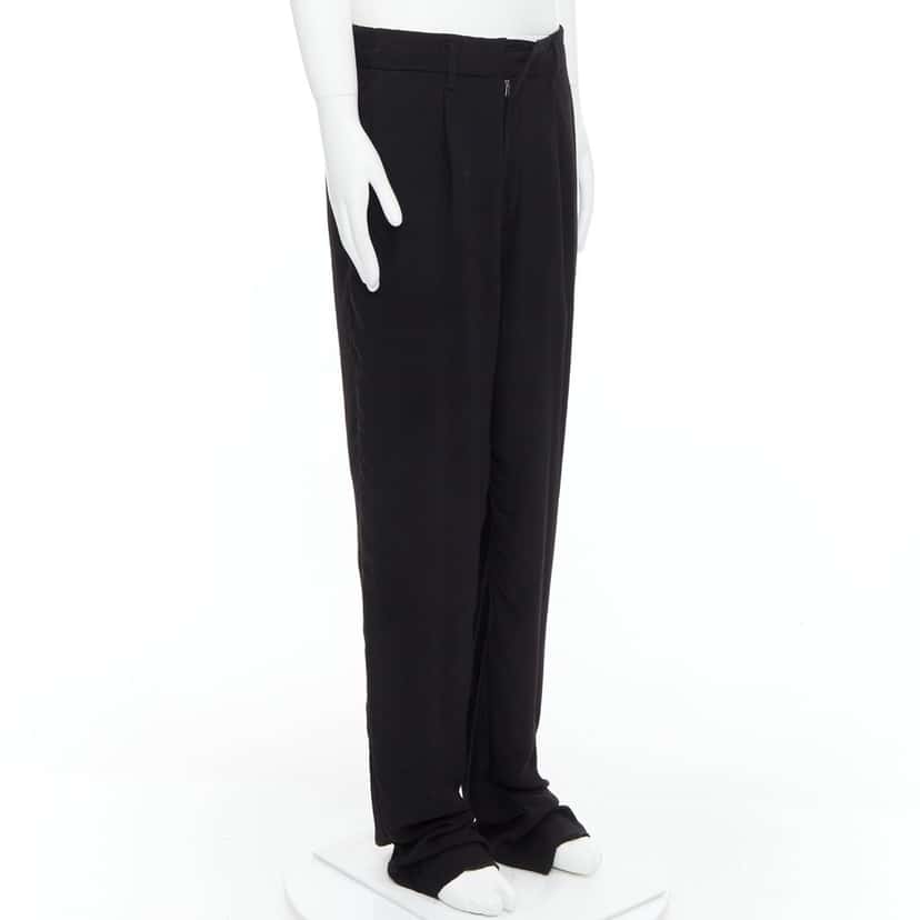 Yohji Yamamoto Pleated Wide Pants Black Polyester Fair condition - Inside View