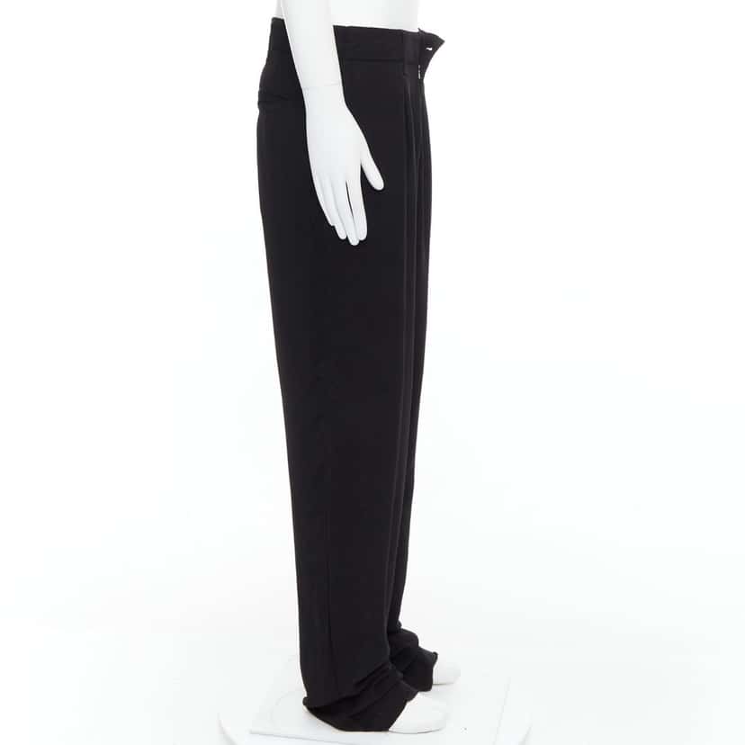 Yohji Yamamoto Pleated Wide Pants Black Polyester Fair condition - Model View