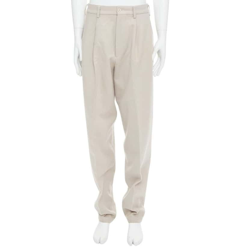 Yohji Yamamoto 3D Pleated Pants Beige Wool Fair condition - Front View