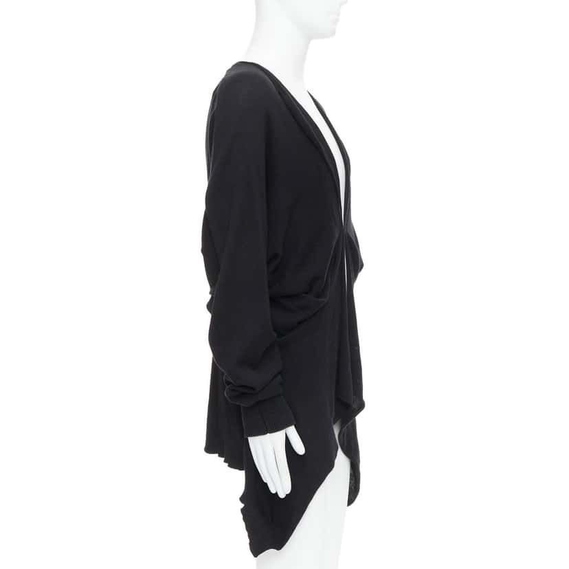 Bernhard Willhelm Draped Hi Low Cardigan Black Cotton Good condition - Model View