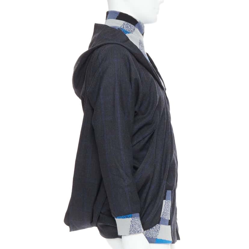 NON SIGNE / UNSIGNED Geometric Wool Jacket Blue Wool Very good condition - Box View