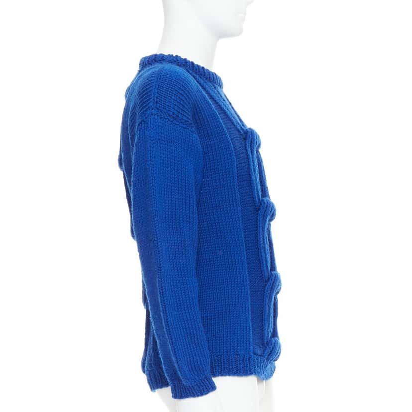 NON SIGNE / UNSIGNED Cover Up Blue Wool Never worn, with tag - Model View