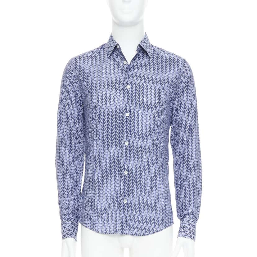 MAISON MARTIN MARGIELA Knitted Dress Shirt Blue Cotton Very good condition - Front View