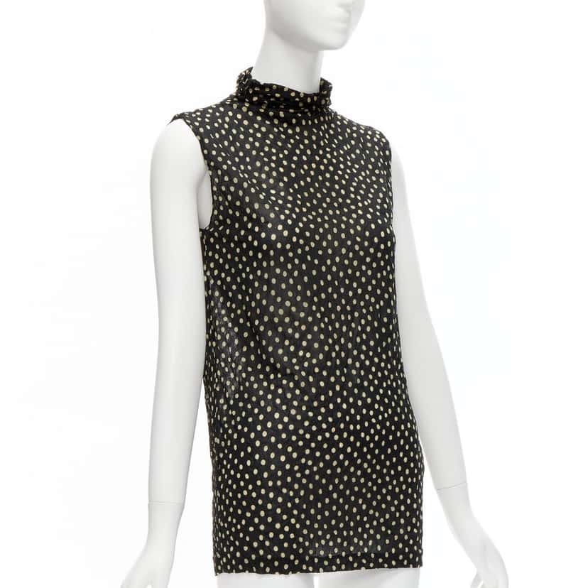 Issey Miyake Polka Crinkle Vest Black Polyester Never worn - Inside View