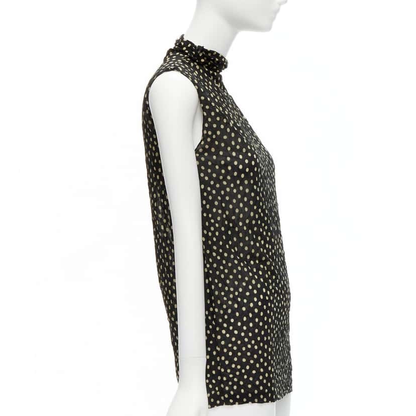 Issey Miyake Polka Crinkle Vest Black Polyester Never worn - Model View