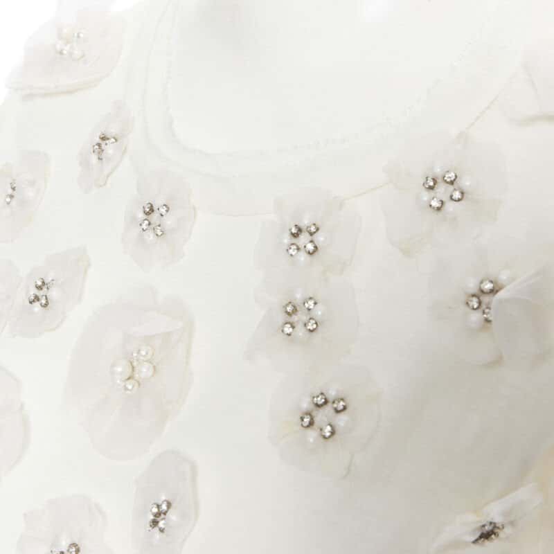 Lanvin Pearl Flower Tee White Cotton Very good condition - Back View