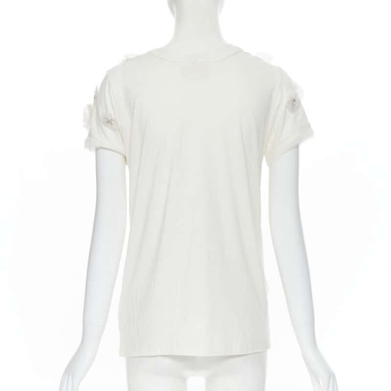 Lanvin Pearl Flower Tee White Cotton Very good condition - Box View