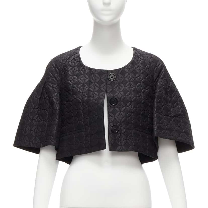 Chloe Black Floral Cropped Jacket Black Cotton Never worn - Front View