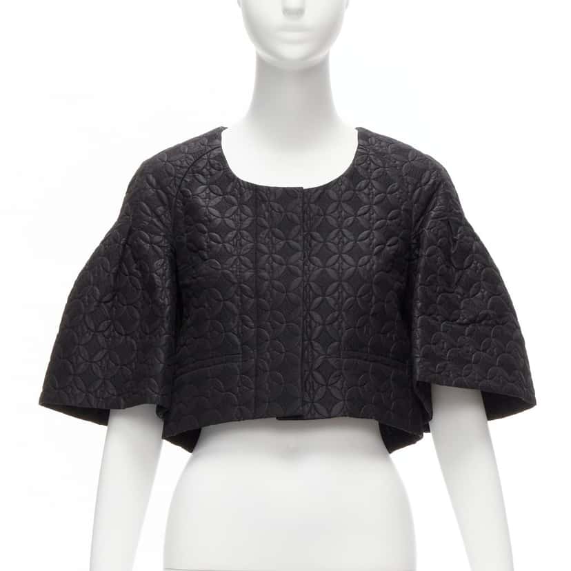 Chloe Black Floral Cropped Jacket Black Cotton Never worn - Inside View