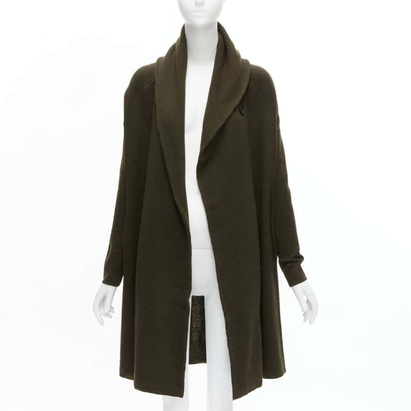 Vince Shawl Neck Wrap Coat Green Wool Never worn - Front View