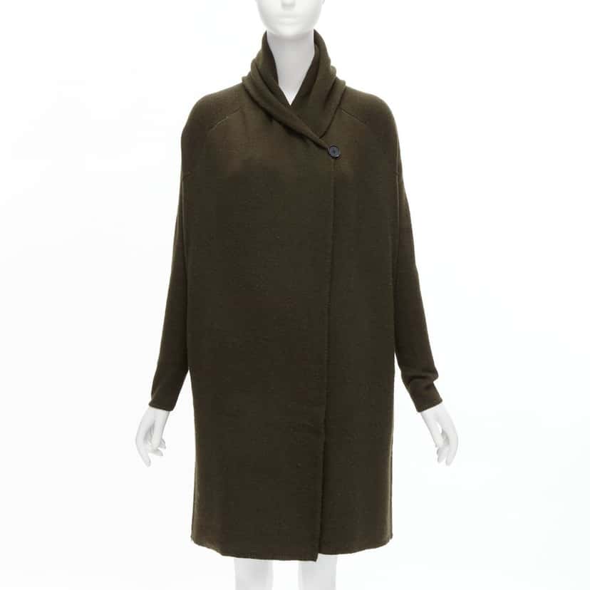 Vince Shawl Neck Wrap Coat Green Wool Never worn - Inside View