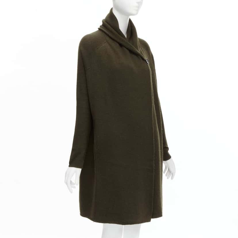 Vince Shawl Neck Wrap Coat Green Wool Never worn - Model View