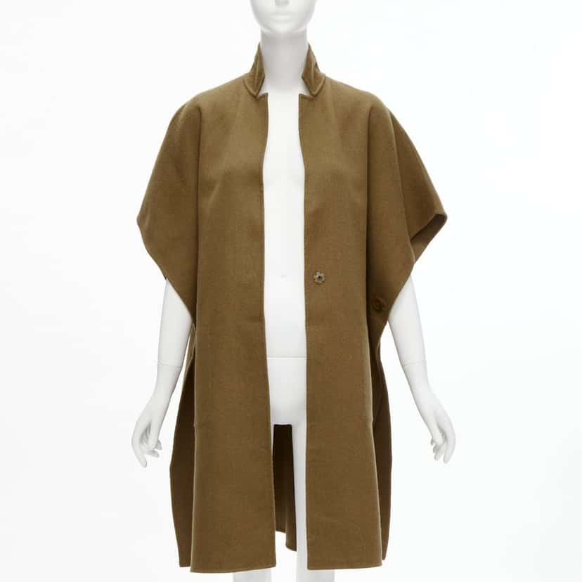 Tibi Brown High Collar Coat Brown Wool Never worn - Front View