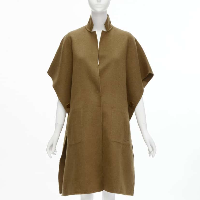 Tibi Brown High Collar Coat Brown Wool Never worn - Back View