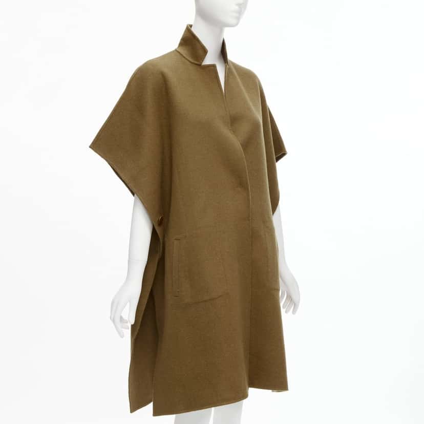 Tibi Brown High Collar Coat Brown Wool Never worn - Model View