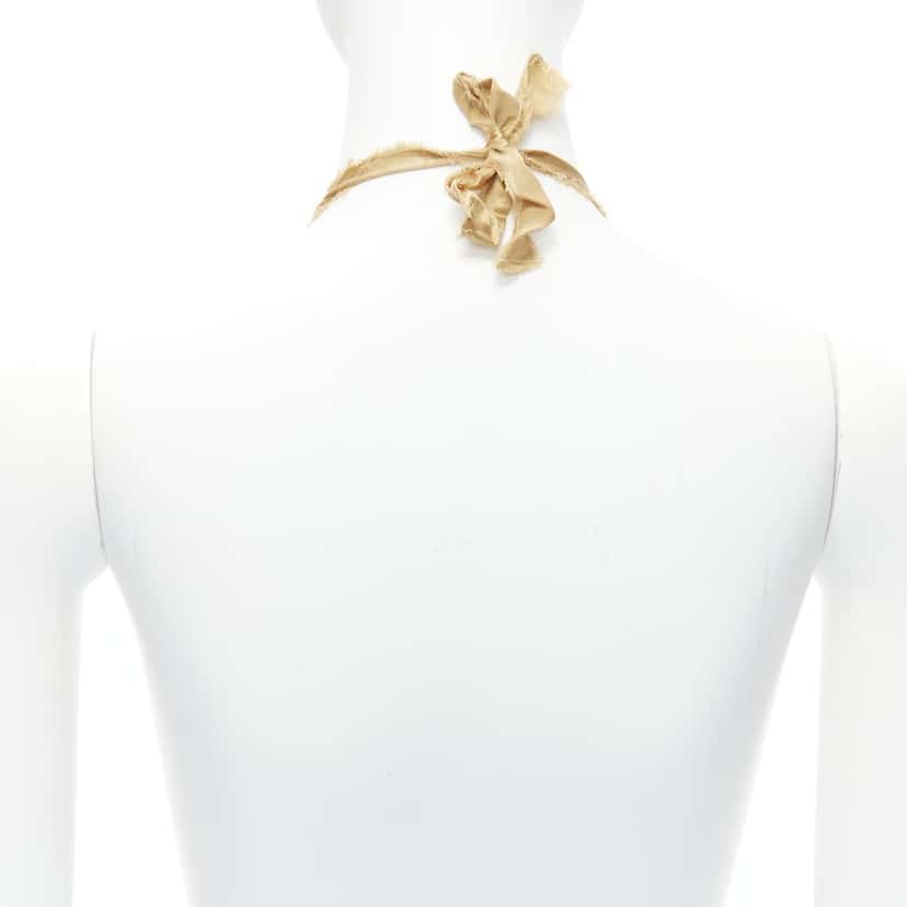 Lanvin Ribbon Wrap Necklace Beige Silk Never worn - Box View