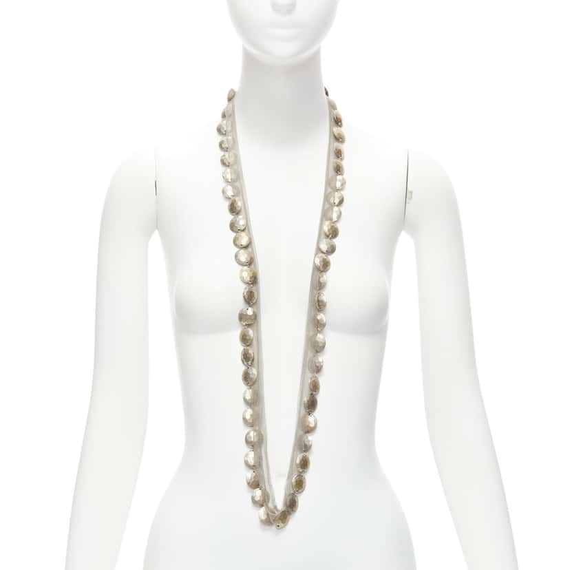Lanvin Coins Mesh Necklace Gold Metal Good condition - Front View
