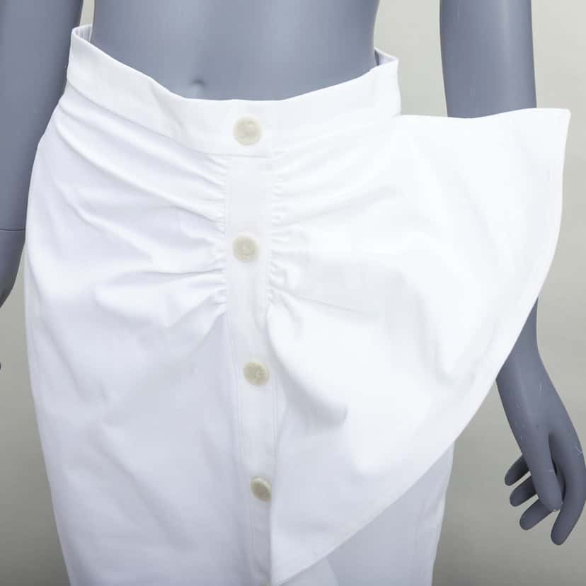 Max Mara Ruffle Button Skirt White Cotton Good condition - Back View