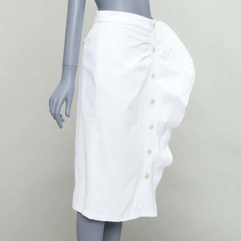 Max Mara Ruffle Button Skirt White Cotton Good condition - Inside View