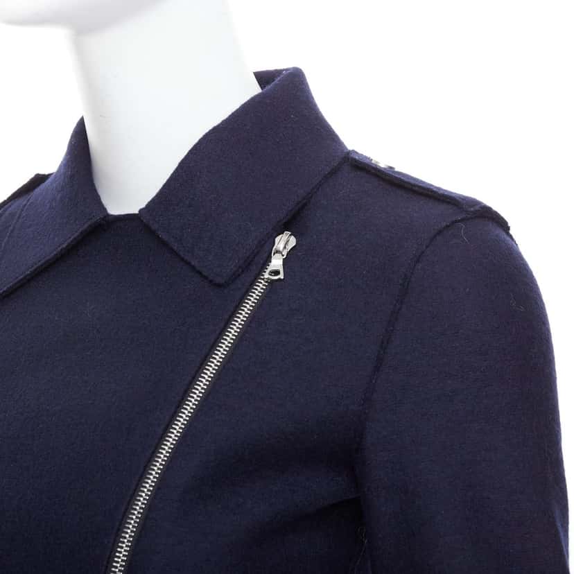HARRIS WHARF LONDON Navy Wool Biker Jacket Navy Wool Very good condition - Back View
