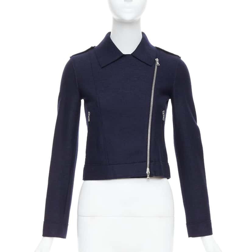 HARRIS WHARF LONDON Navy Wool Biker Jacket Navy Wool Very good condition - Inside View