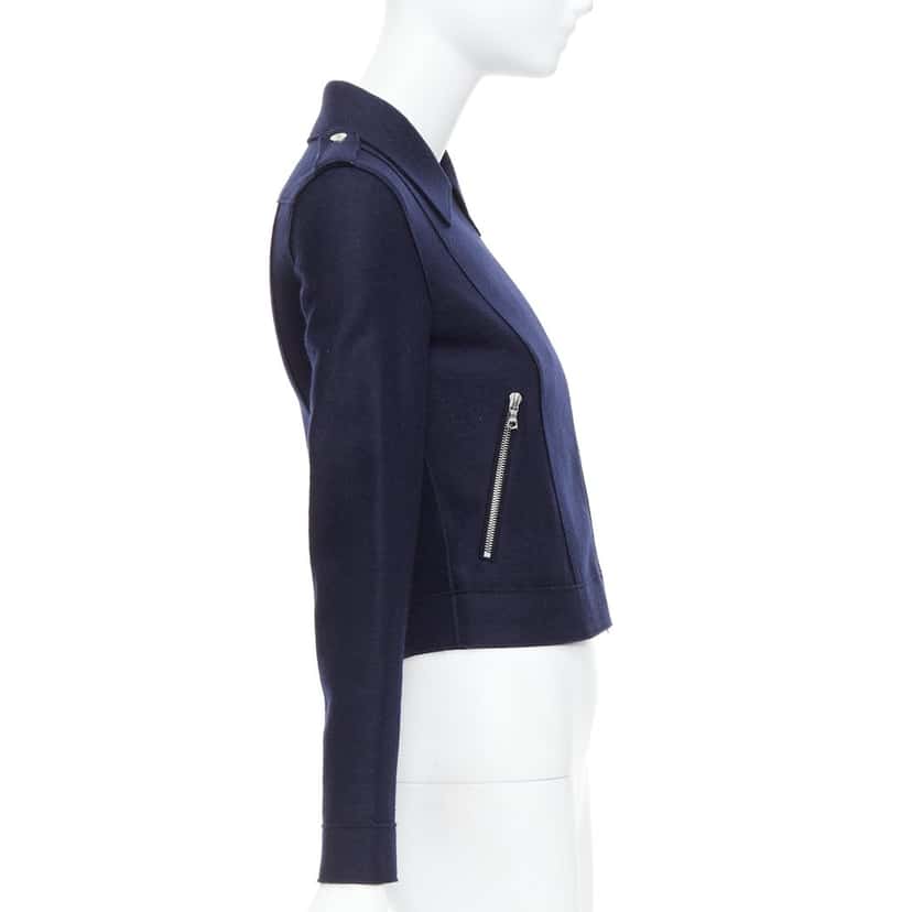 HARRIS WHARF LONDON Navy Wool Biker Jacket Navy Wool Very good condition - Box View